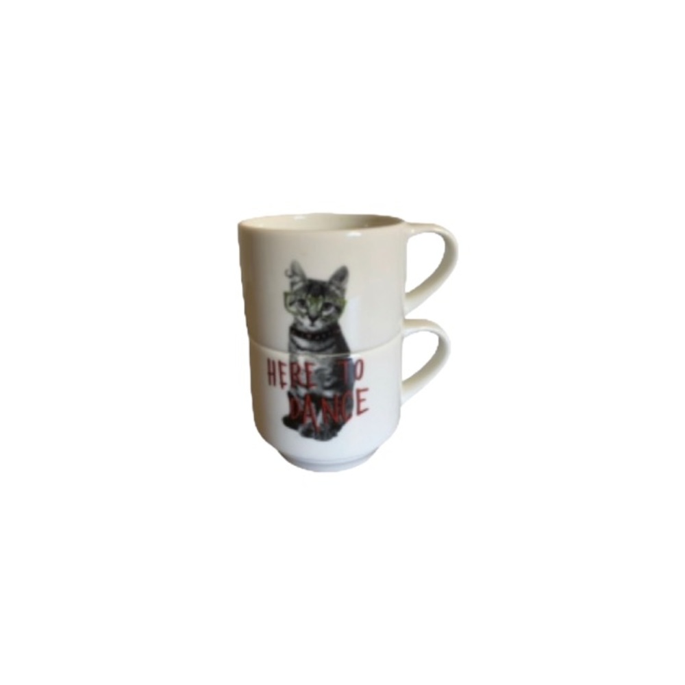 H & M “Here to Dance” Kitty Small Stackable Tea Cups